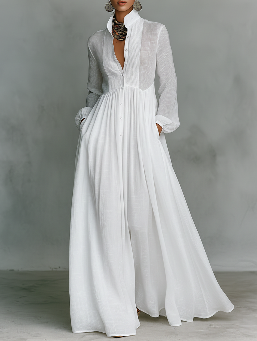 SERENA - FLOWING BUTTON-FRONT MAXI DRESS