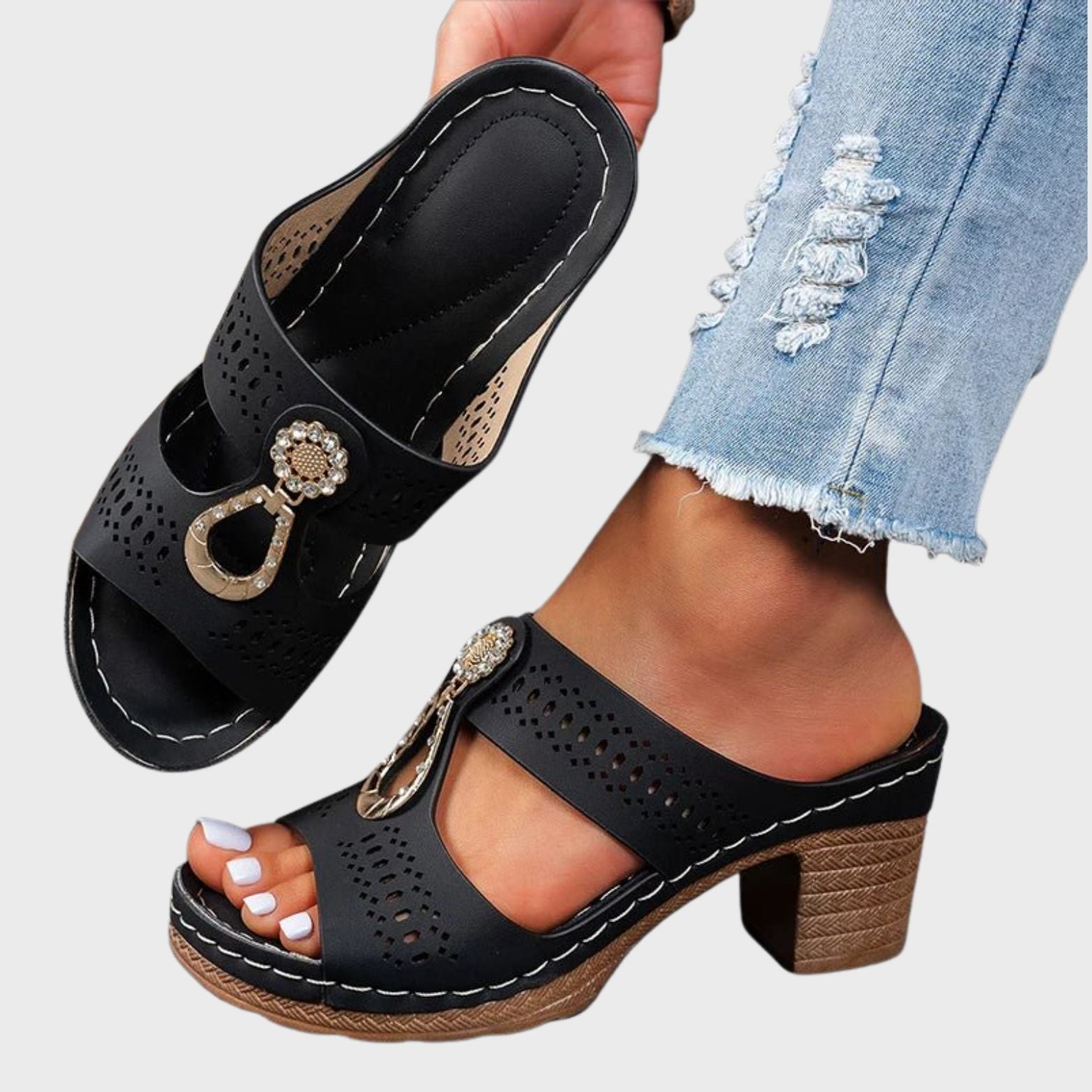 DELACROIX - COMFORTABLE ORTHOPAEDIC HEELED SANDALS