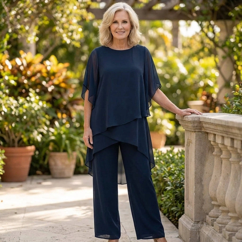 KIMMY – DRAPED TOP & PALAZZO PANTS SET