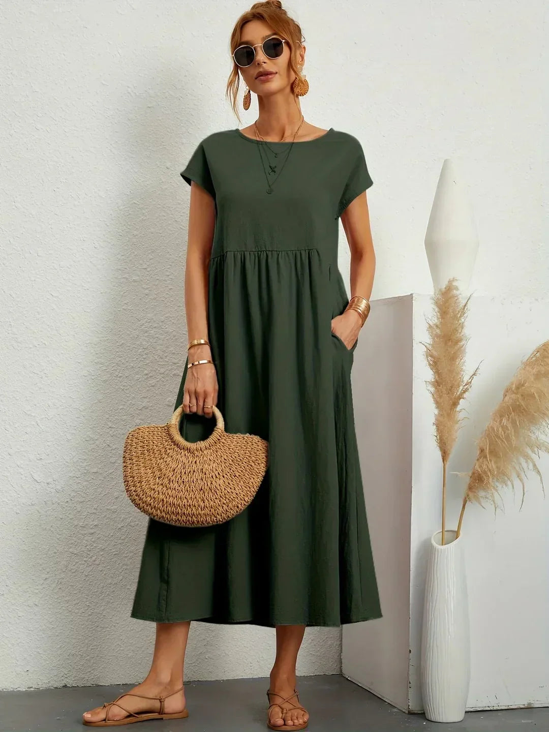 GABRIELL — TIMELESS ELEGANCE FLUID MIDI DRESS