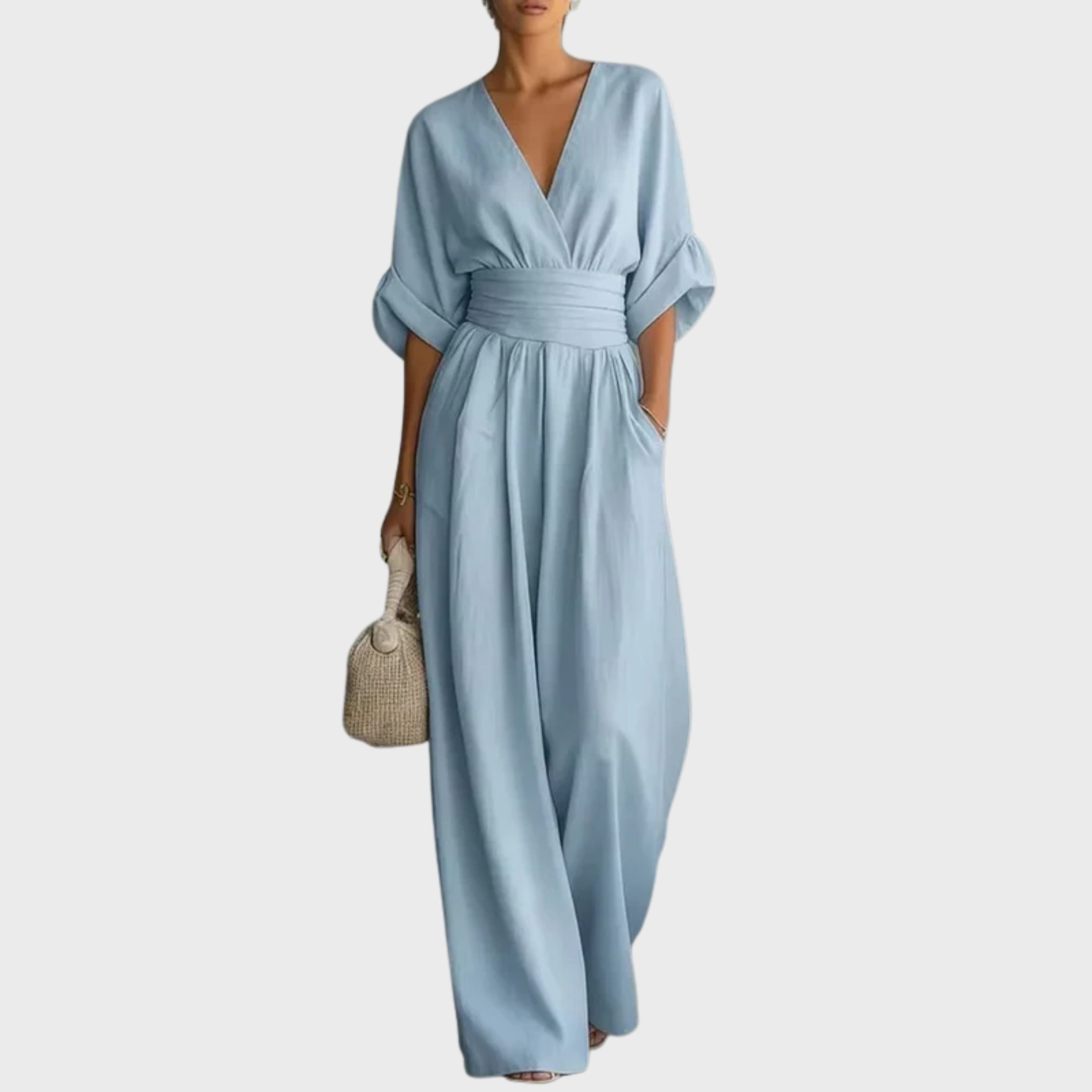 GRAINNE – ELEGANT WAISTED V-NECK JUMPSUIT