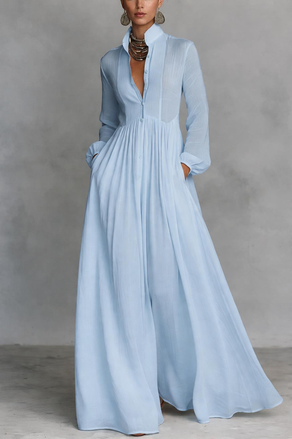 SERENA - FLOWING BUTTON-FRONT MAXI DRESS