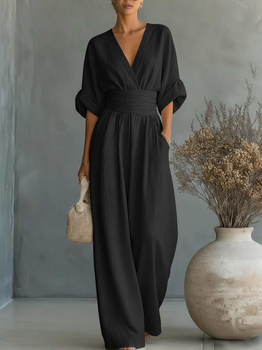 ESSENTIAL - ELEGANT V-NECK JUMPSUIT