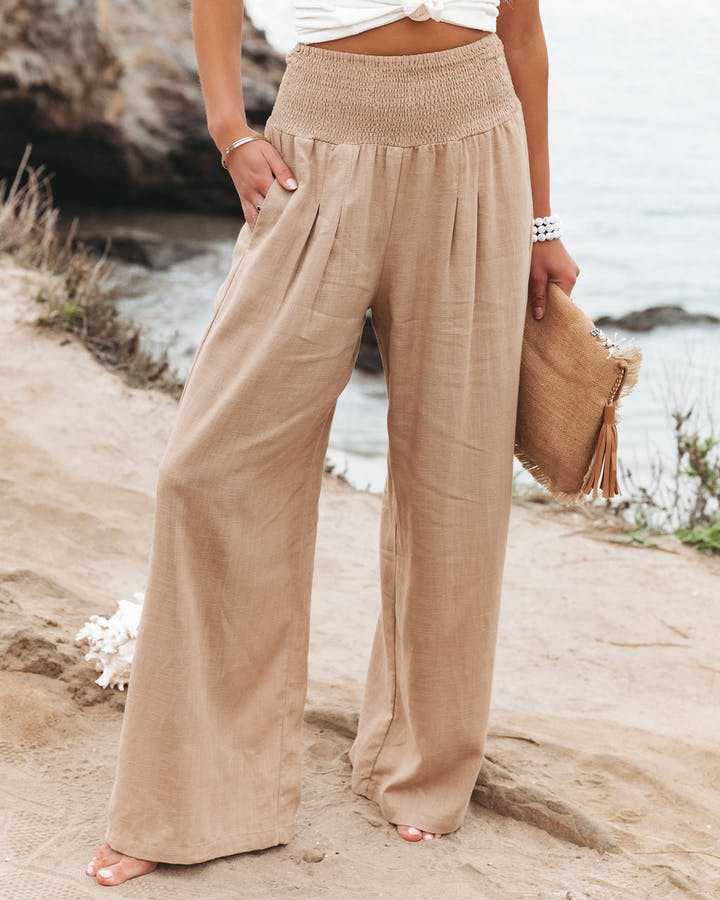 ANNELISE - SMOCKED WAIST TROUSERS