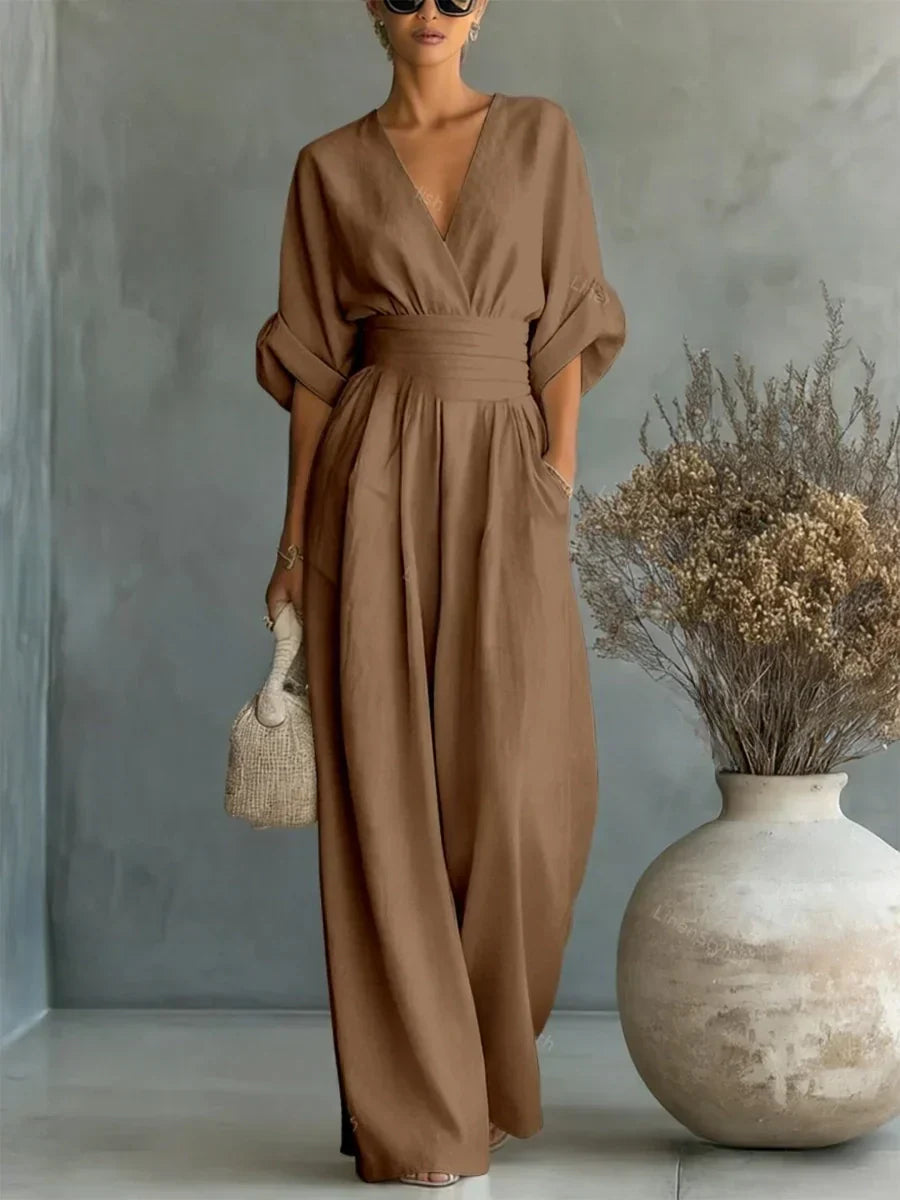 ESSENTIAL - ELEGANT V-NECK JUMPSUIT