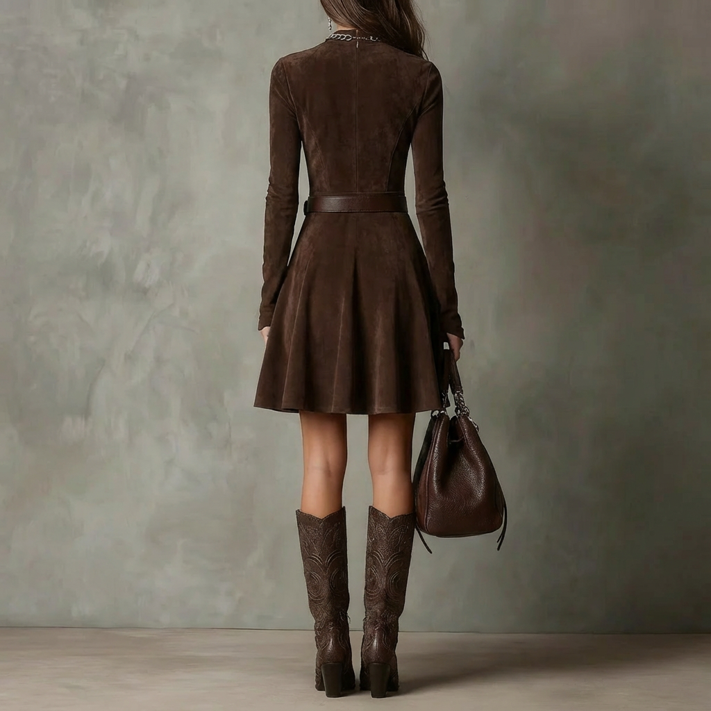 JASMIN - SUEDE MINI DRESS WITH BELT