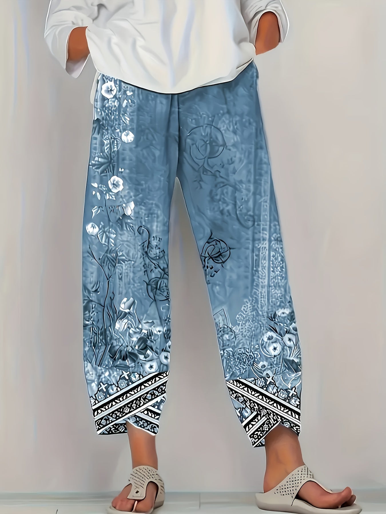 BRIELLE - BOTANICAL WIDE-LEG TROUSERS