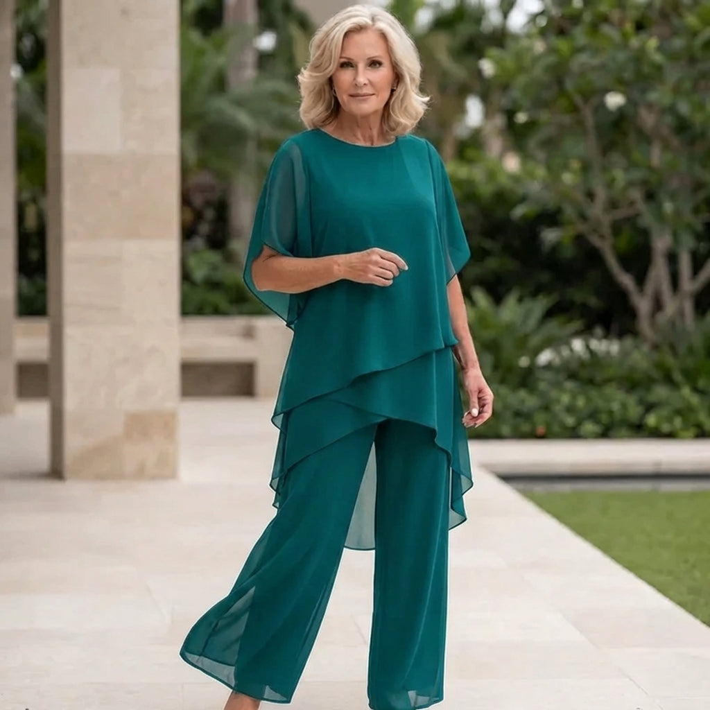 KIMMY – DRAPED TOP & PALAZZO PANTS SET