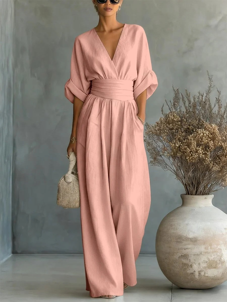 ESSENTIAL - ELEGANT V-NECK JUMPSUIT