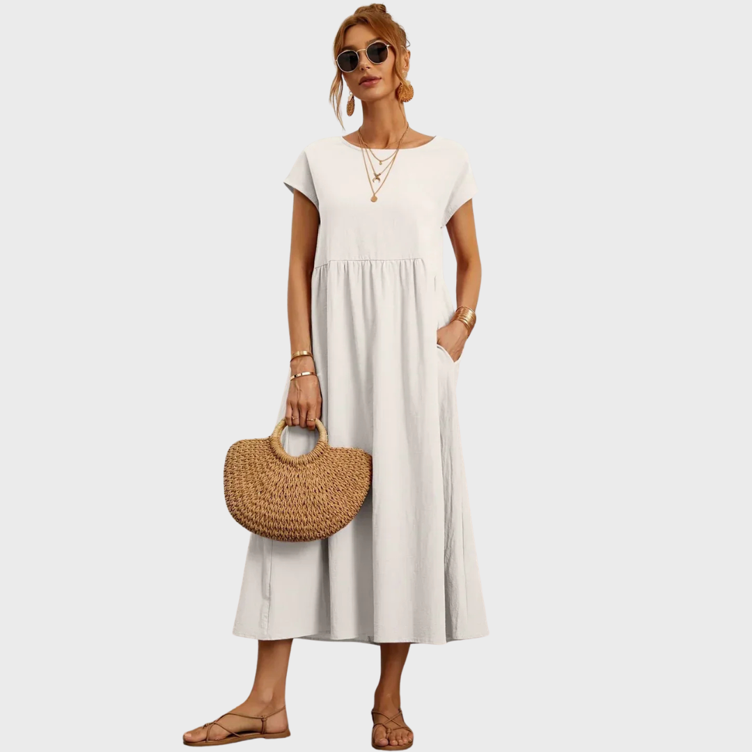 GABRIELL — TIMELESS ELEGANCE FLUID MIDI DRESS