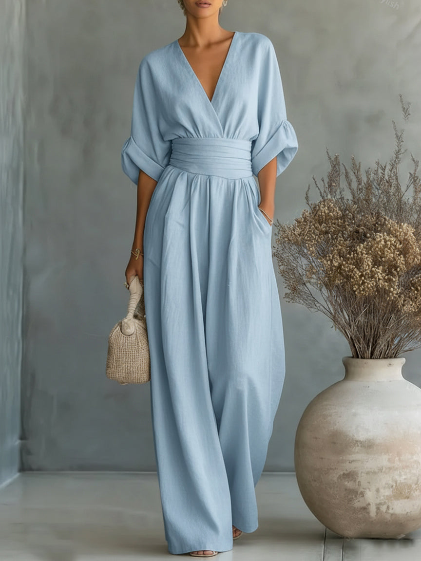 ESSENTIAL - ELEGANT V-NECK JUMPSUIT