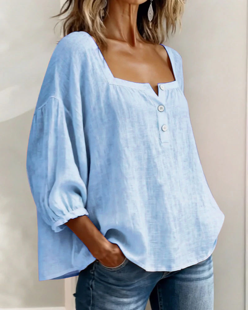 ELODIE – ELEGANT SQUARE NECK BLOUSE