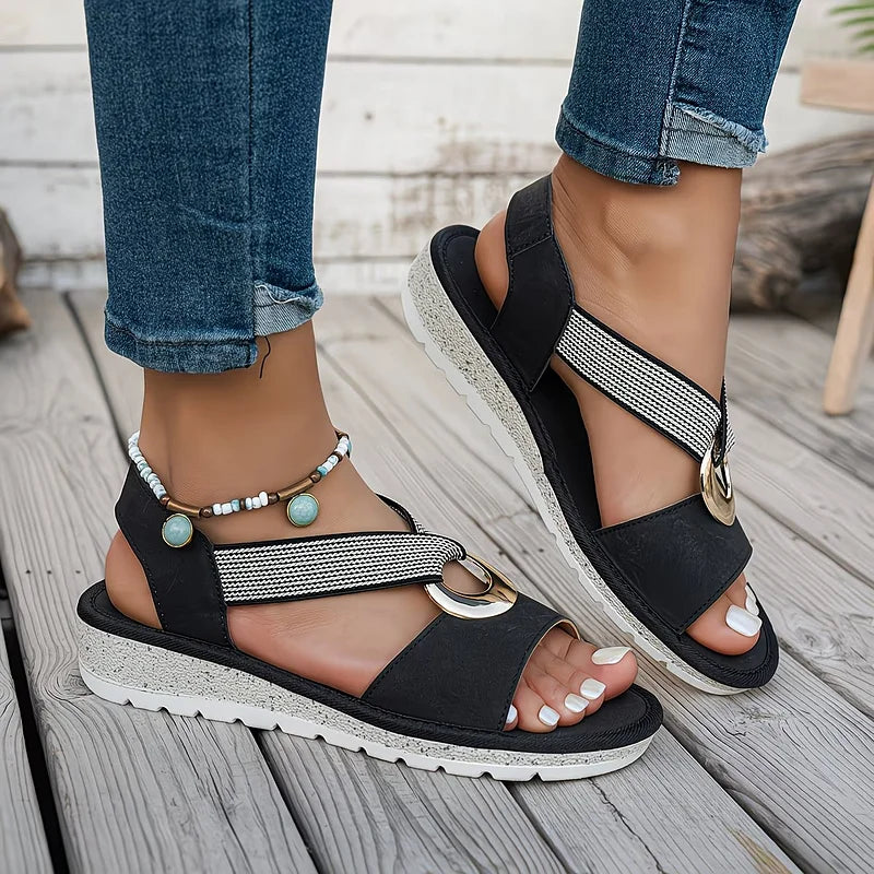 SKYLAR - FLAT SANDALS WITH METAL BUCKLE
