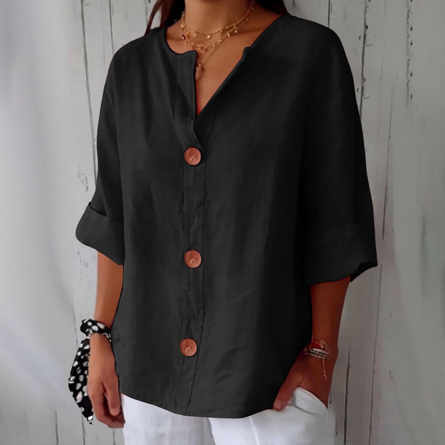 JULIA – RELAXED BUTTON BLOUSE