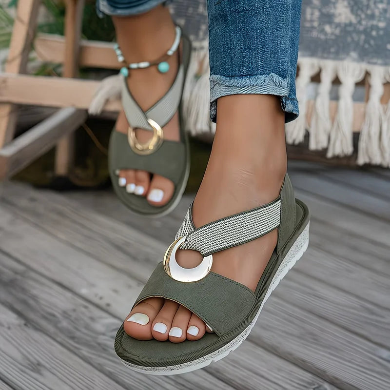SKYLAR - FLAT SANDALS WITH METAL BUCKLE