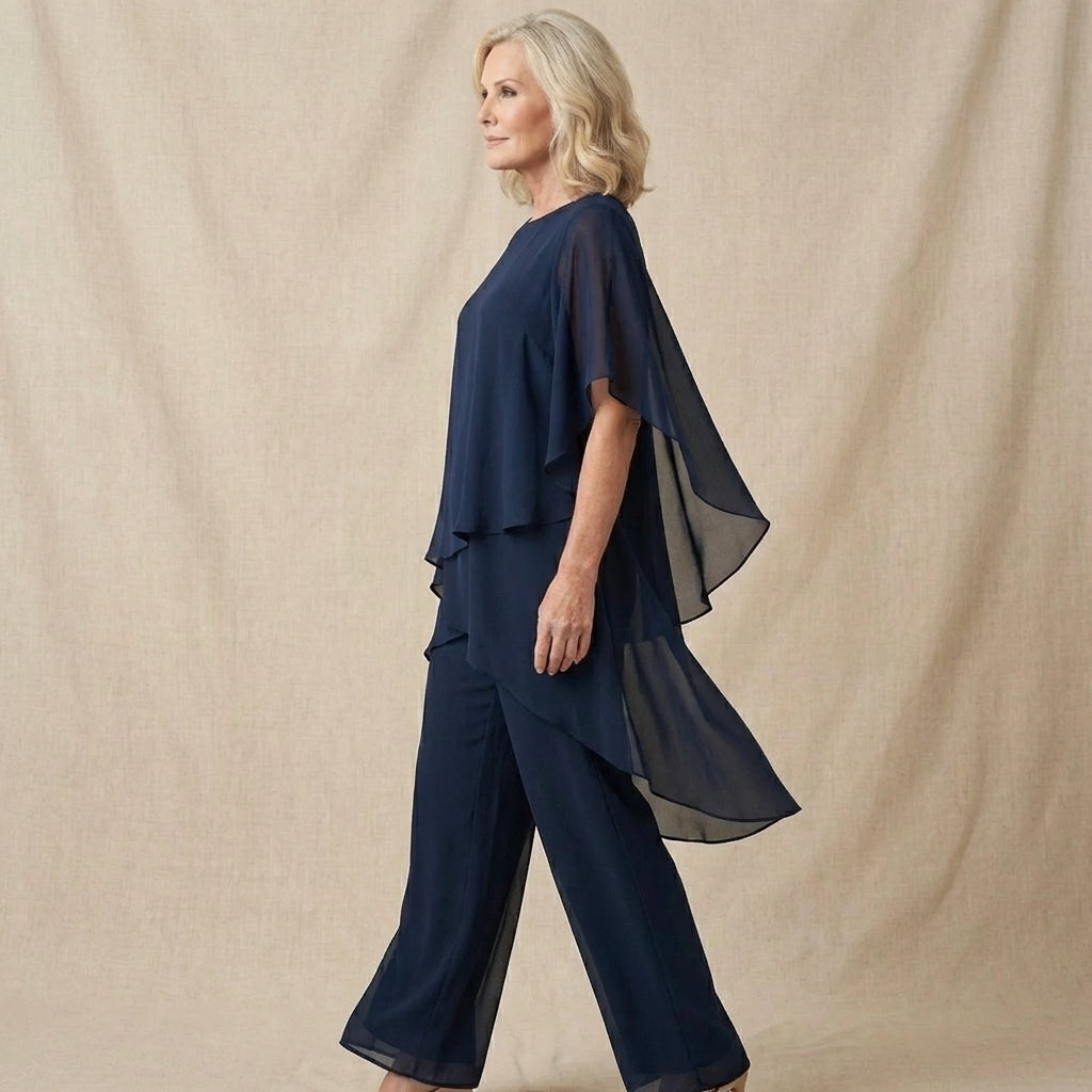 KIMMY – DRAPED TOP & PALAZZO PANTS SET
