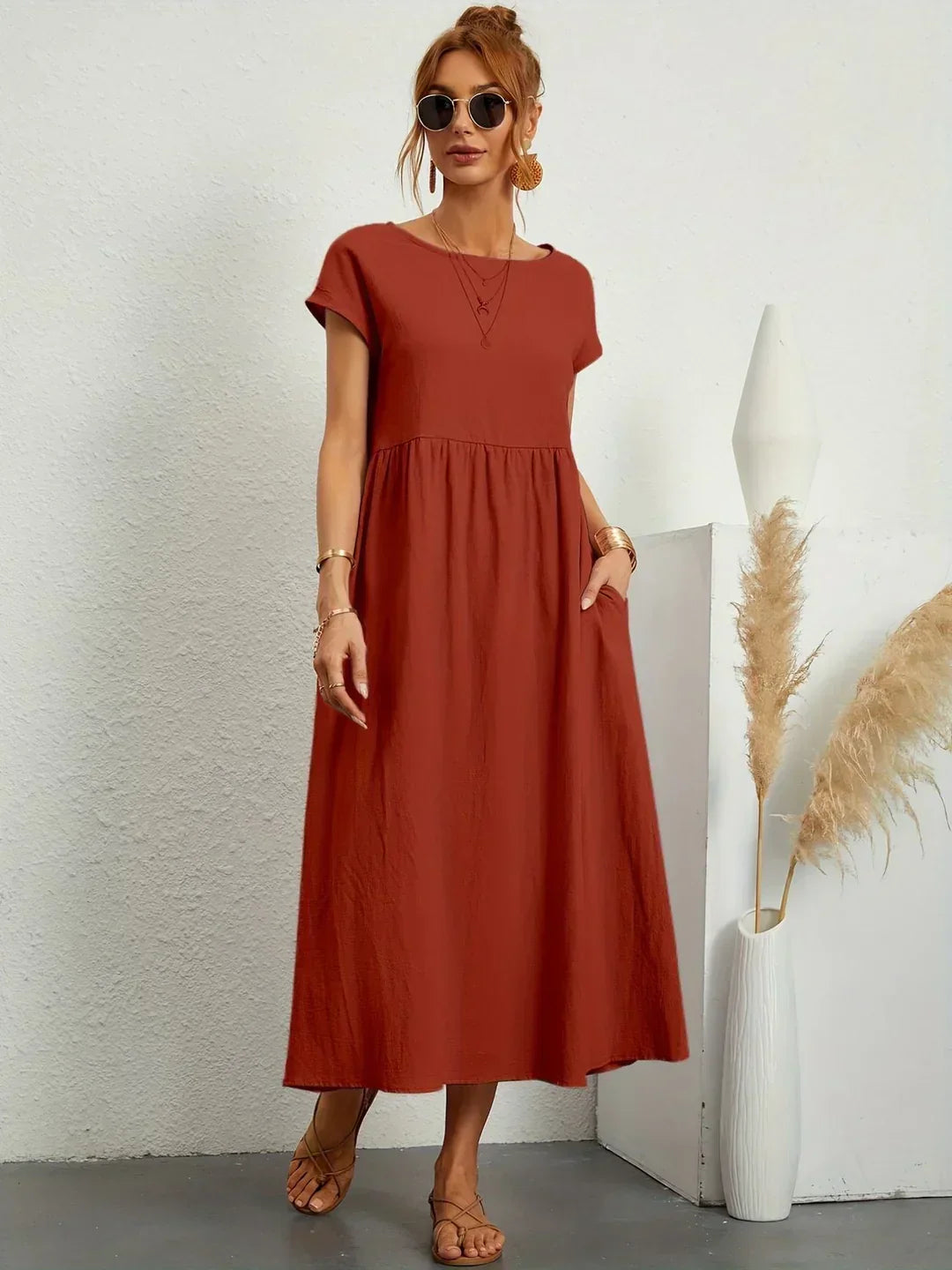 GABRIELL — TIMELESS ELEGANCE FLUID MIDI DRESS