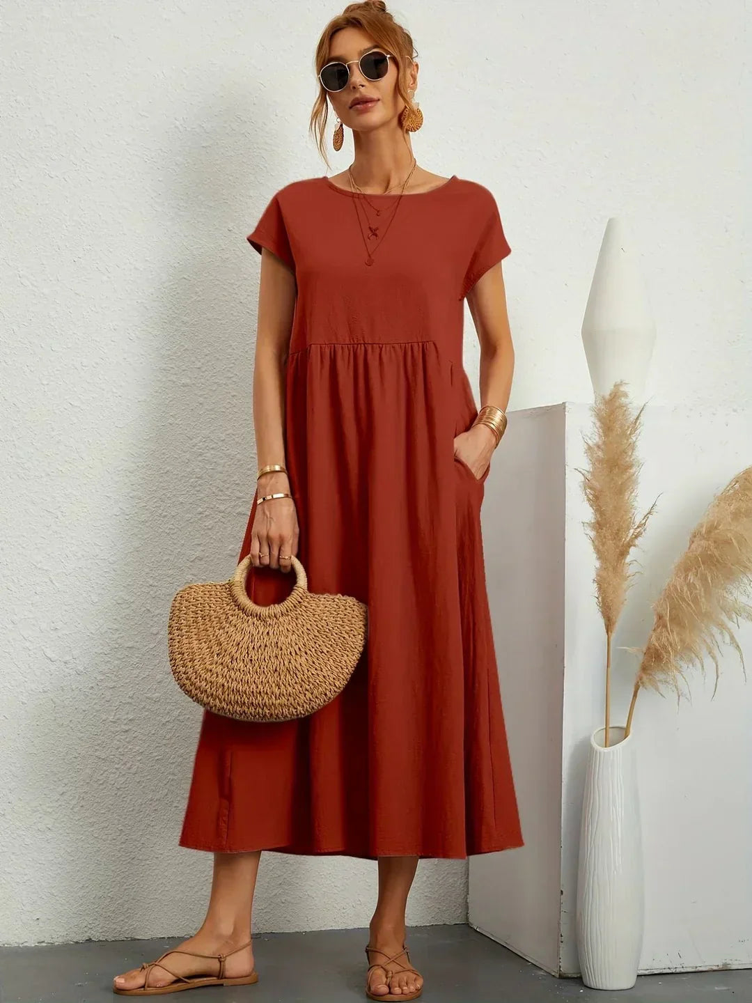 GABRIELL — TIMELESS ELEGANCE FLUID MIDI DRESS