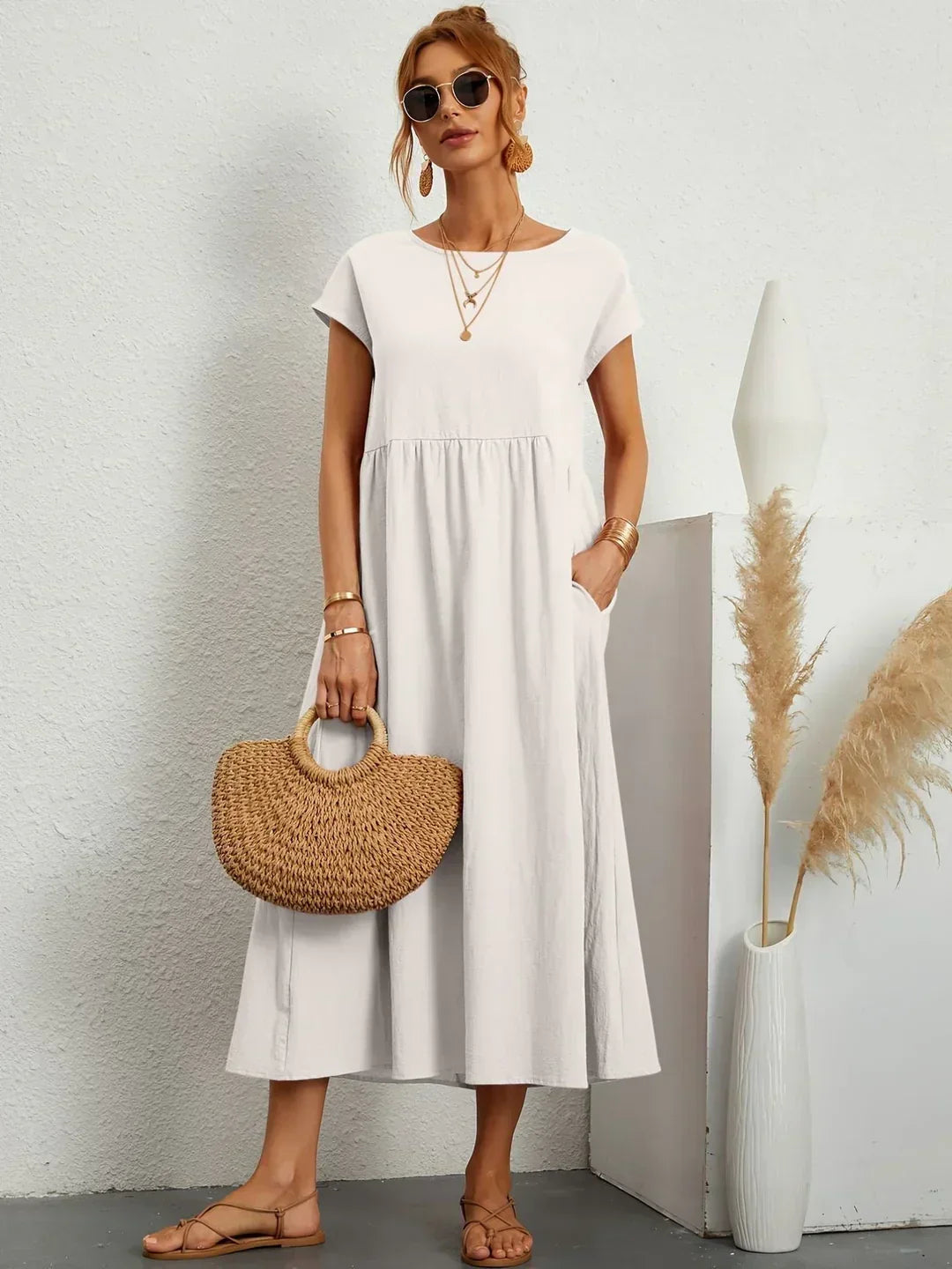GABRIELL — TIMELESS ELEGANCE FLUID MIDI DRESS