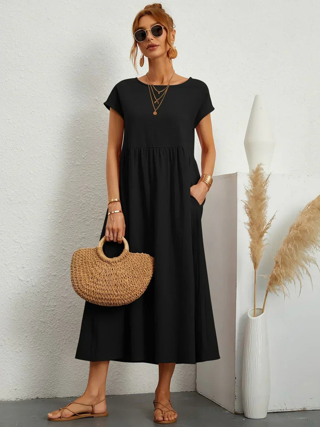 GABRIELL — TIMELESS ELEGANCE FLUID MIDI DRESS