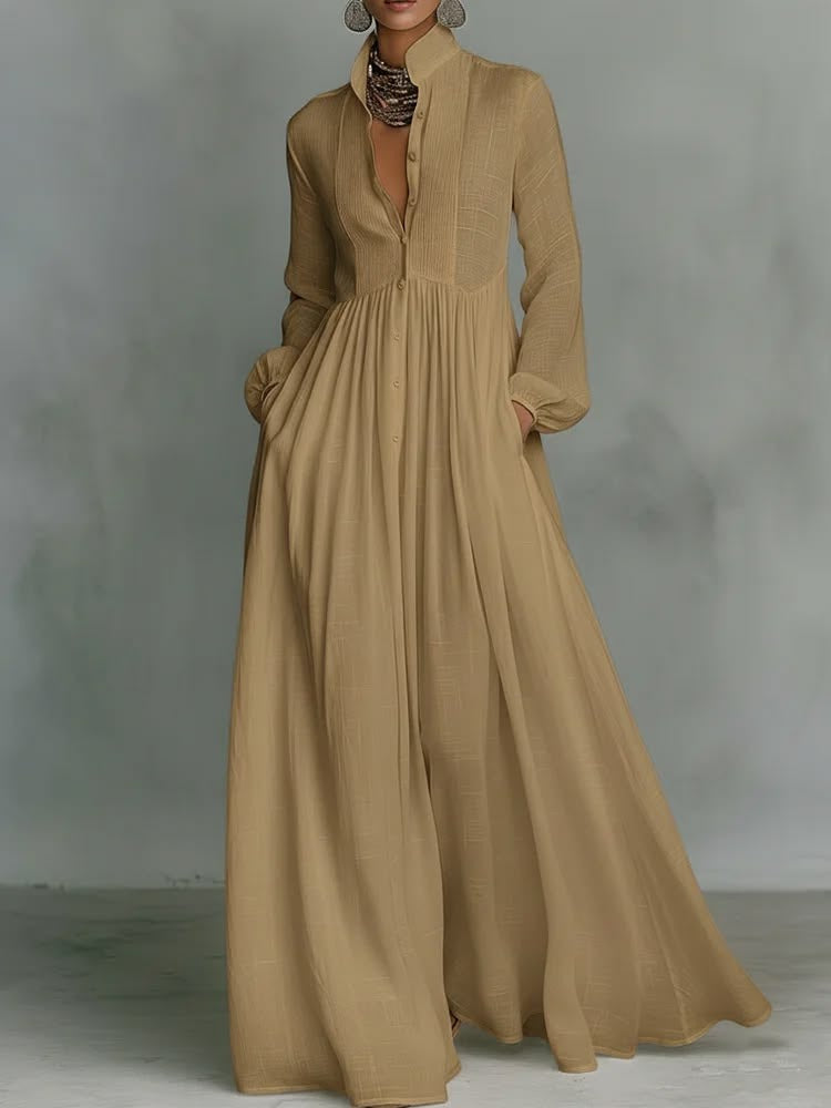 SERENA - FLOWING BUTTON-FRONT MAXI DRESS