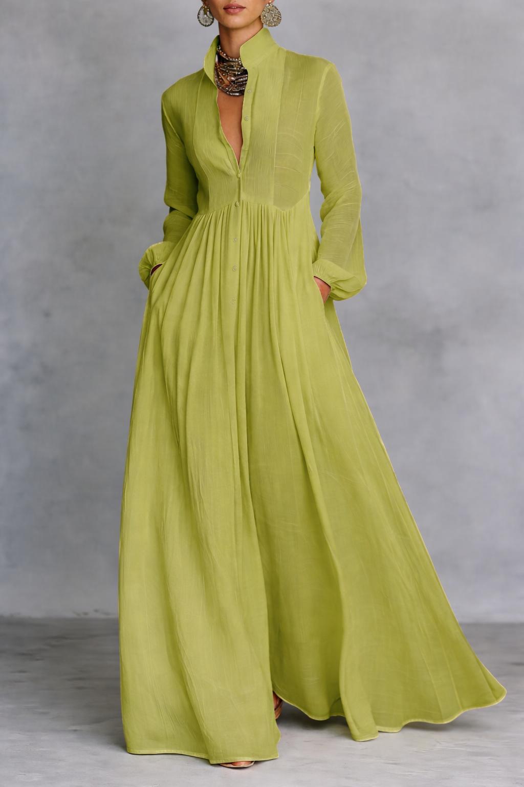 SERENA - FLOWING BUTTON-FRONT MAXI DRESS