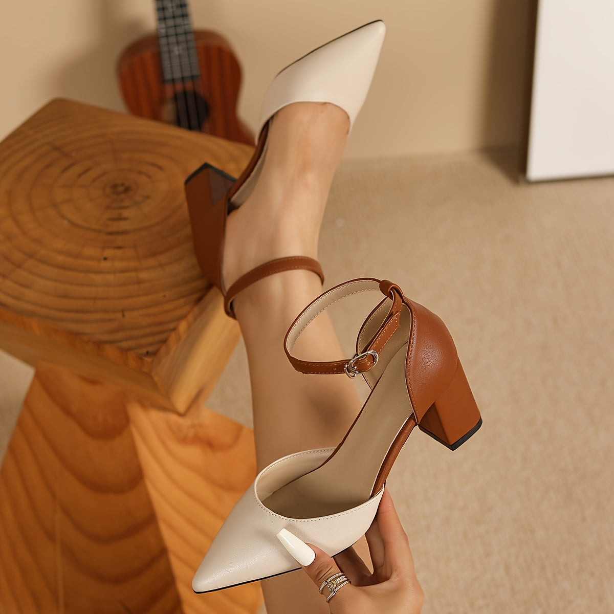 MARIELLE - TWO TONE STRAP HEELS