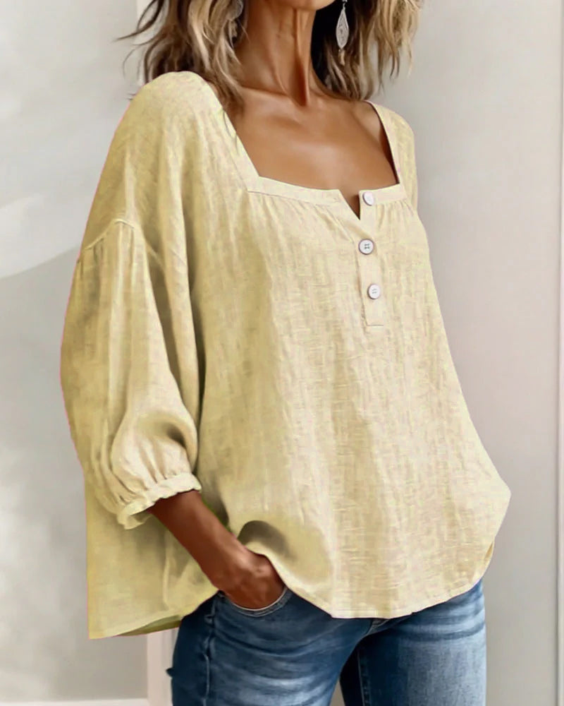 ELODIE – ELEGANT SQUARE NECK BLOUSE