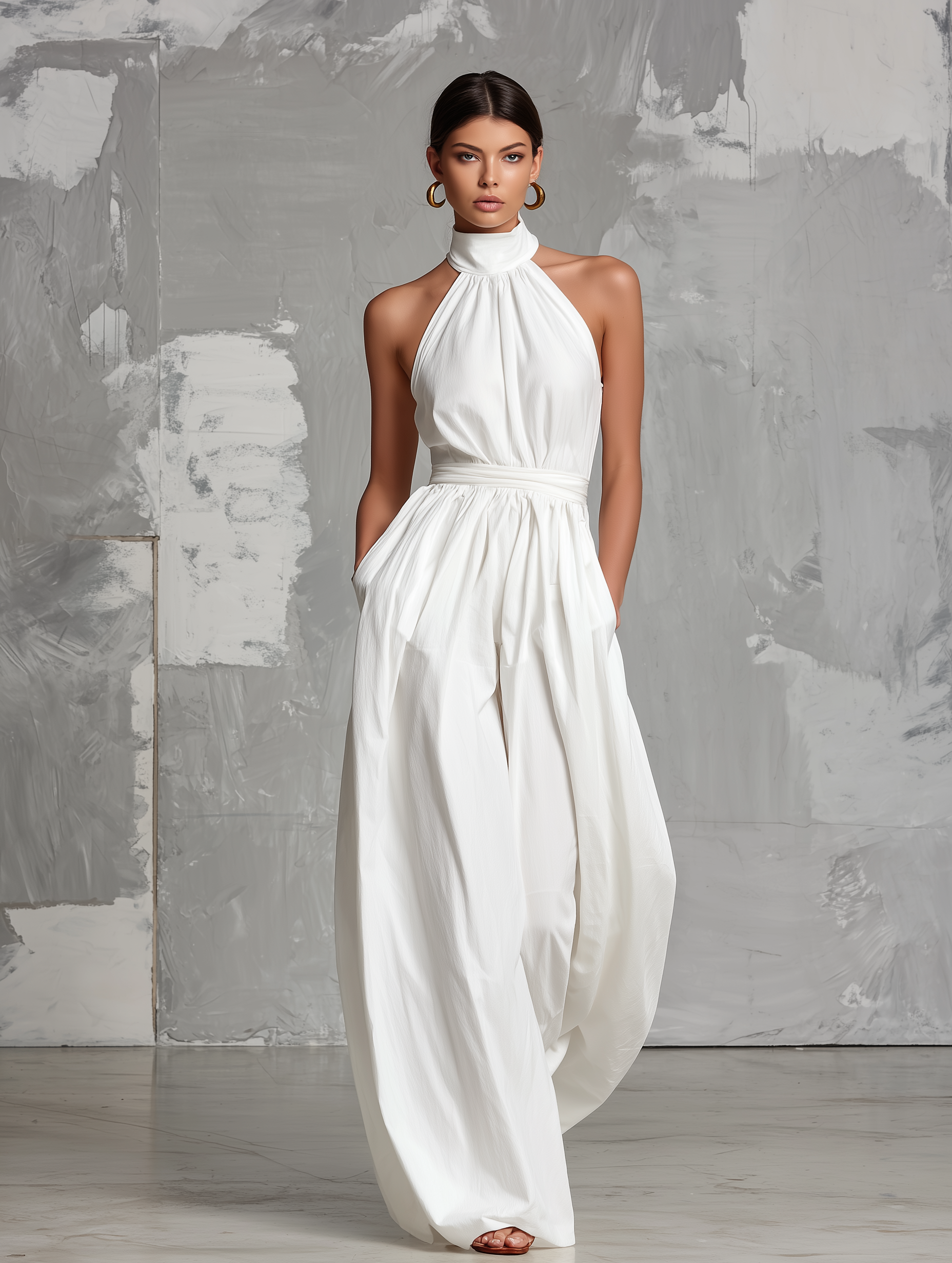 ZOLTÁN - ELEGANT WHITE HALTER JUMPSUIT