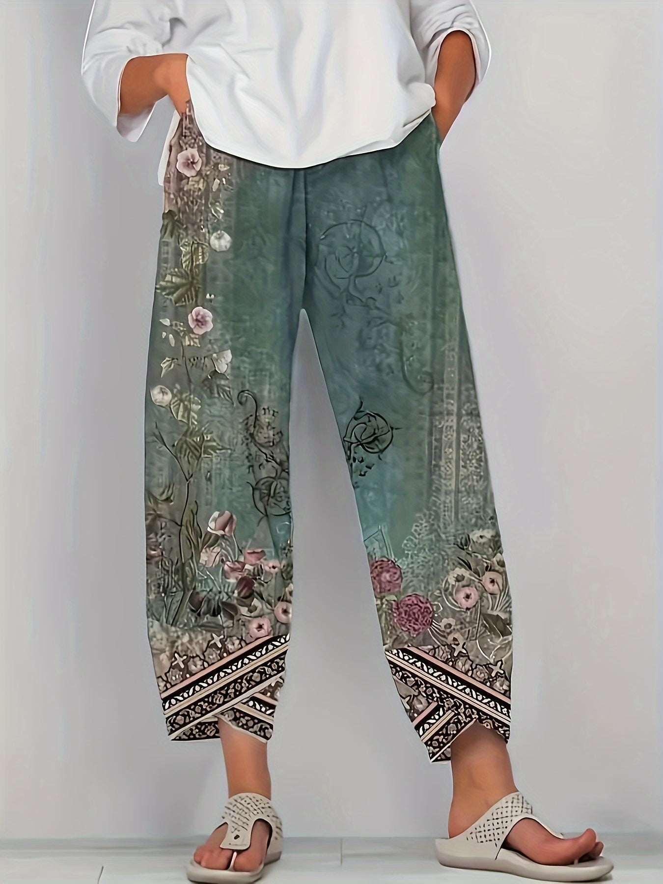 BRIELLE - BOTANICAL WIDE-LEG TROUSERS