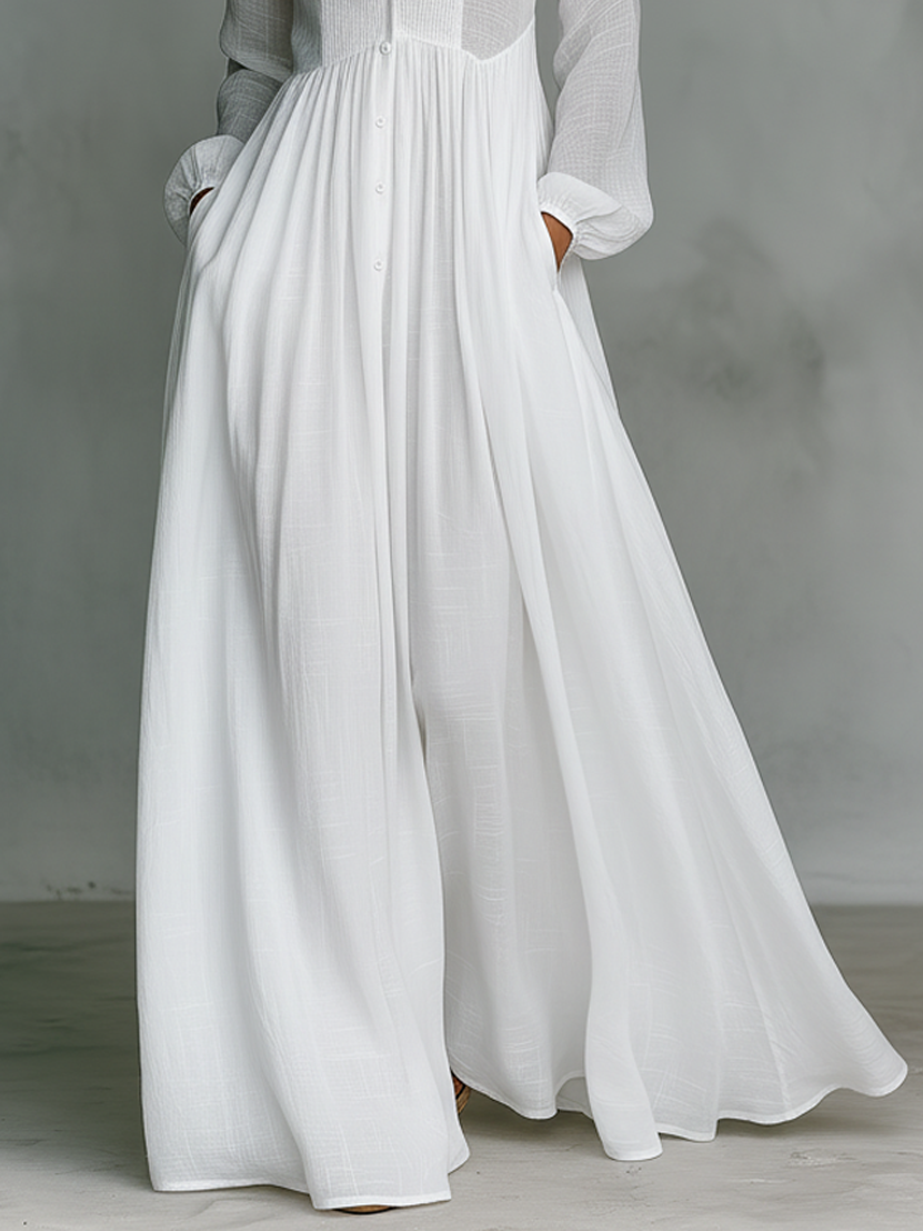 SERENA - FLOWING BUTTON-FRONT MAXI DRESS