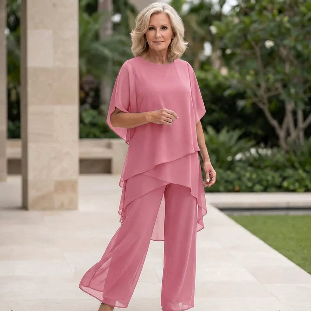 KIMMY – DRAPED TOP & PALAZZO PANTS SET