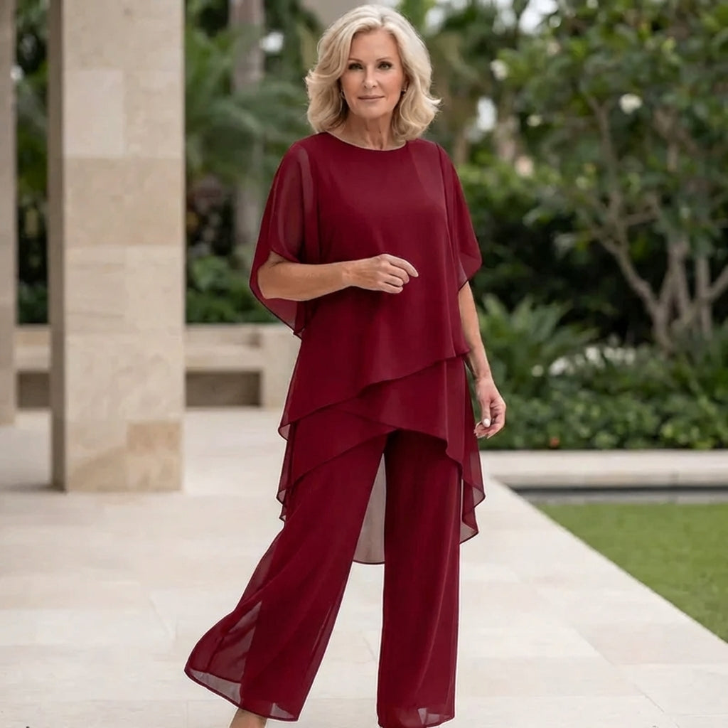 KIMMY – DRAPED TOP & PALAZZO PANTS SET