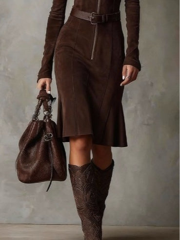 ROWENA - VINTAGE BELTED MIDI DRESS