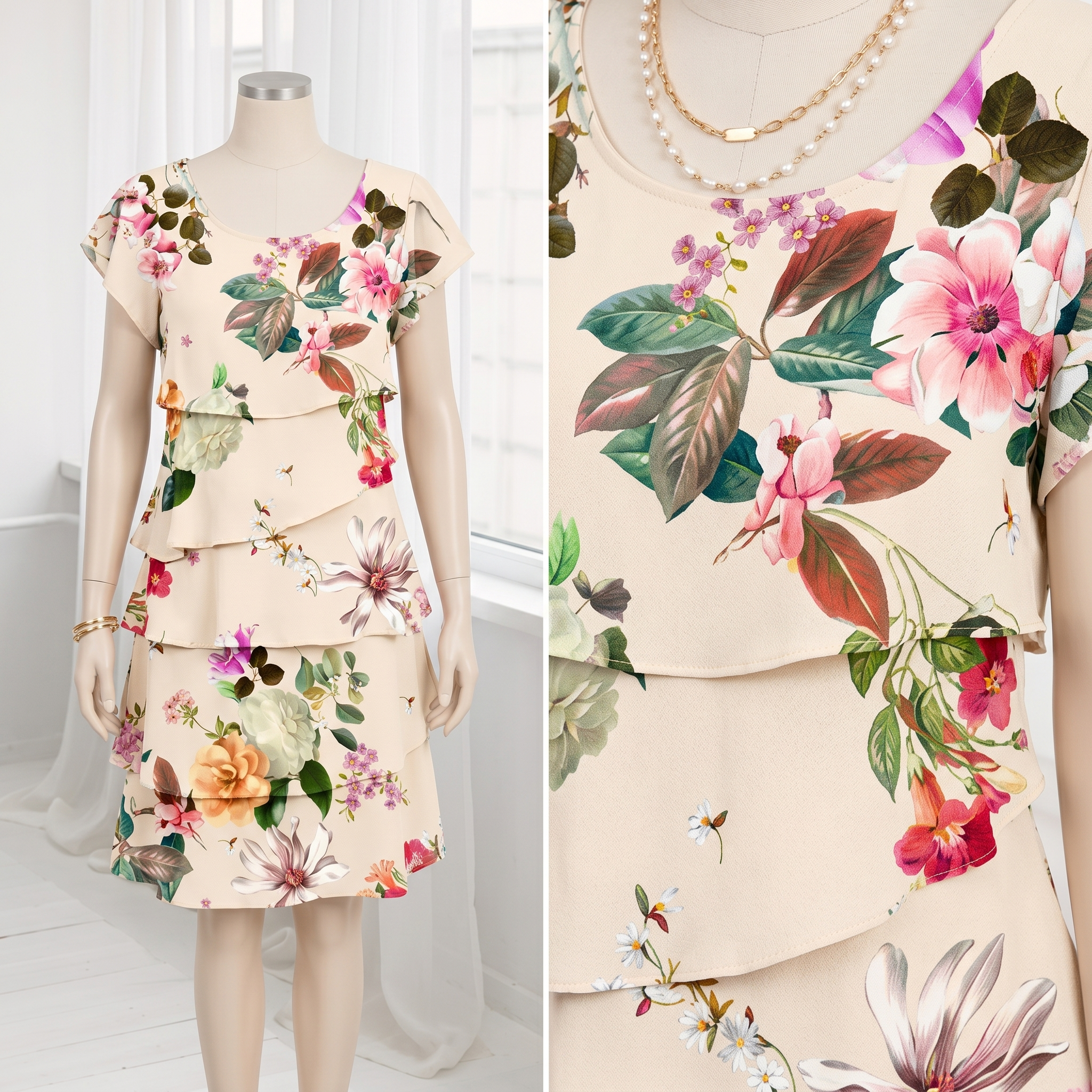HELENA - FLORAL RUFFLE COMFORT DRESS