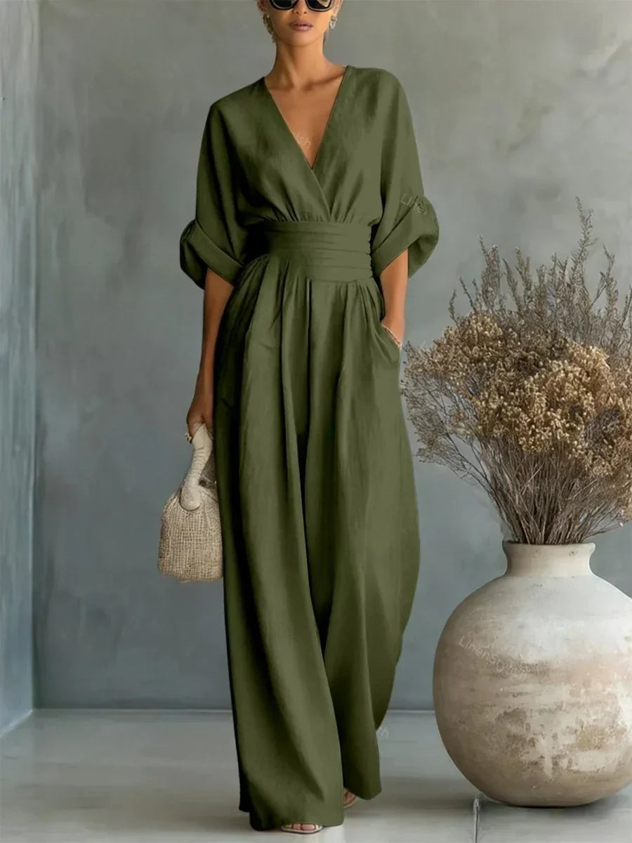 ESSENTIAL - ELEGANT V-NECK JUMPSUIT